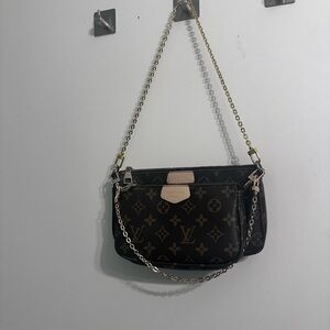Louis Vuitton Brown Monogram Multi Pochette with Gold Chains